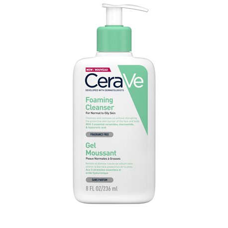 reinig de acne-gevoelige huid voorzichtig met Cerave-gel