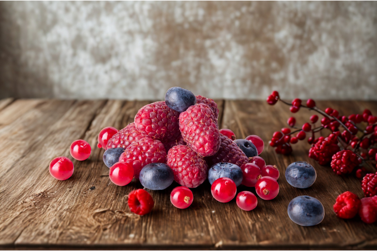 Fruits rouges riches en anthocyanosides : framboises, myrtilles et groseilles